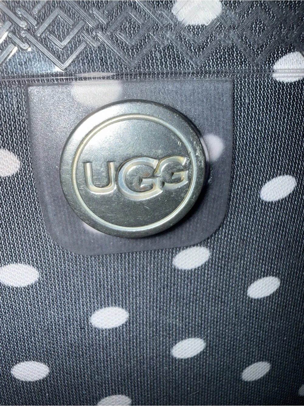 UGG Black Rain Boots with Light Pink Polka Dots